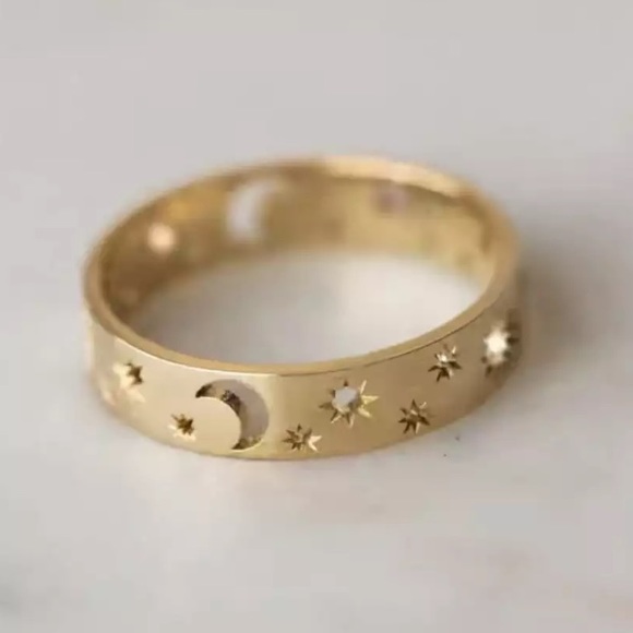 “My Moon, Sun & Stars” Sky Boho/Indie Band Ring - Picture 3 of 5